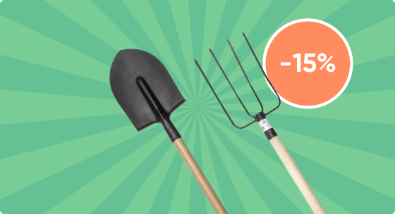 Скидка 15% на лопаты и вилы с черенком